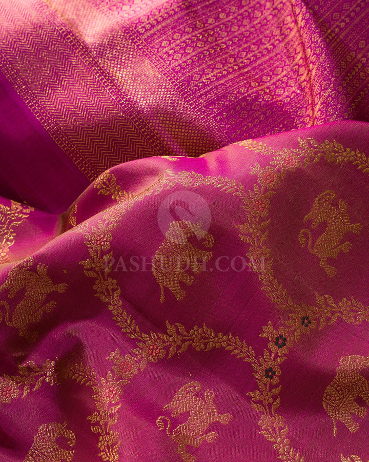 Dual Shaded Onion Pink Kanjivaram Silk Saree-S1844(A)