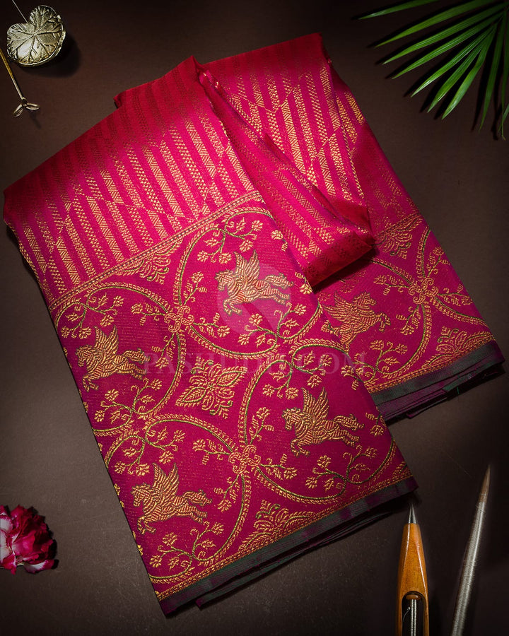 Reddish Pink Meenakari Kanjivaram Silk Saree-S1824(A)