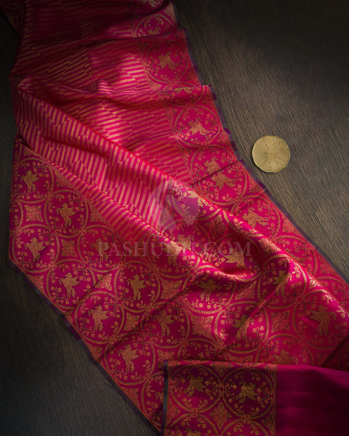 Reddish Pink Meenakari Kanjivaram Silk Saree-S1824(A)