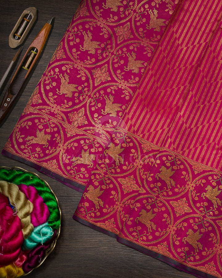 Reddish Pink Meenakari Kanjivaram Silk Saree-S1824(A)