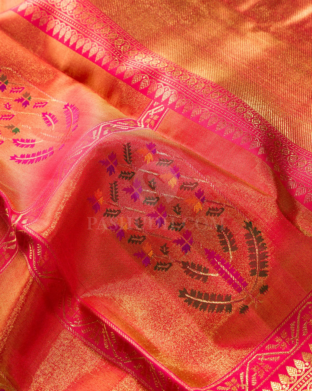Dual Shaded Pink Paithani Pure Zari Kanjivaram Silk Saree-P234(A)
