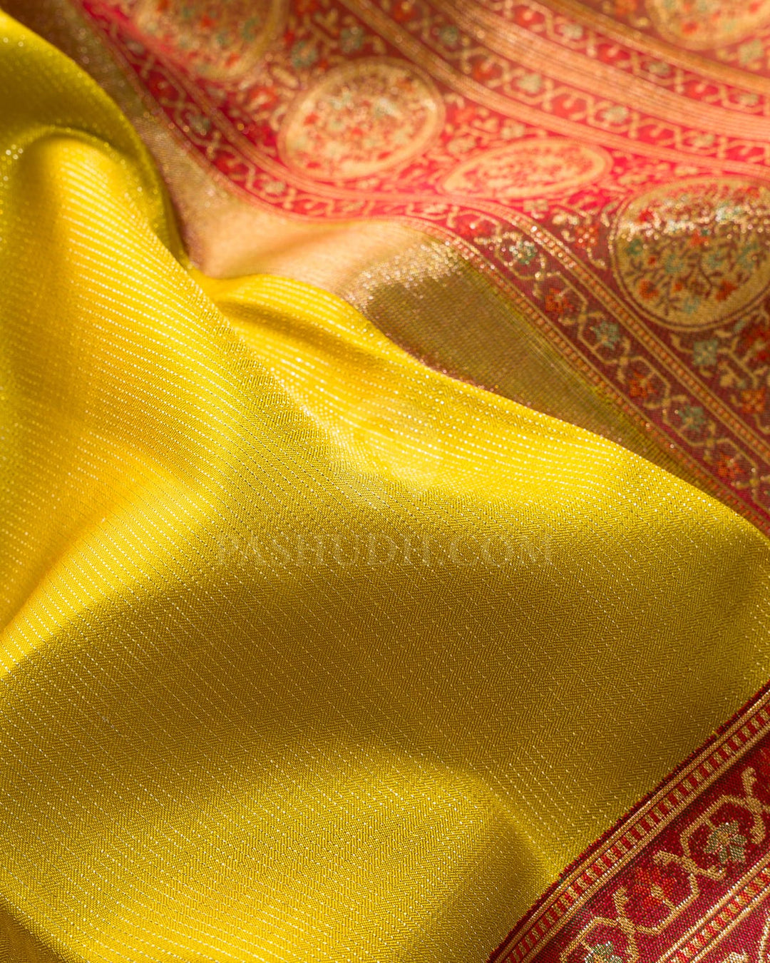 Turmeric Yellow Antique Border Kanjivaram Silk Saree-S1803(B)