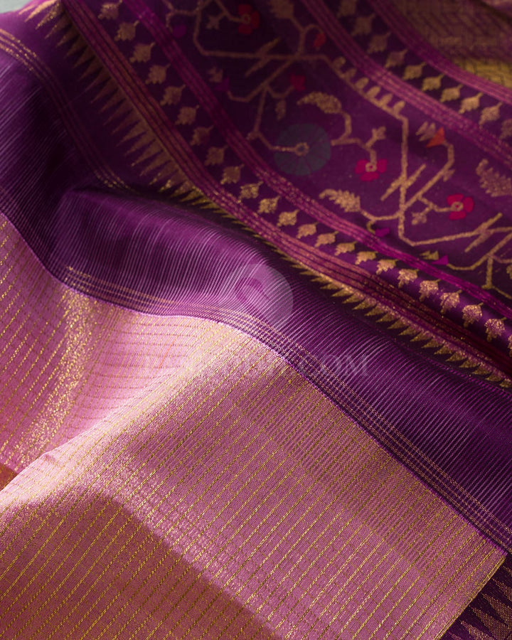 Lavender Paithani Border Kanjivaram Silk Saree-S1835(A)