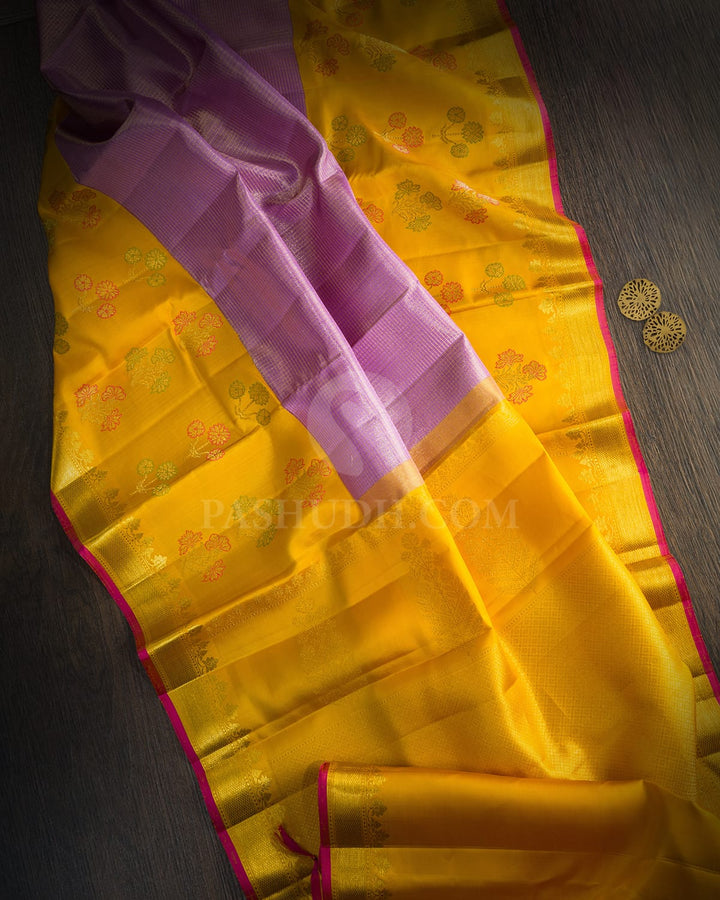 Lilac Silk Shimmer Meenakari Kanjivaram Silk Saree-S1840(A)