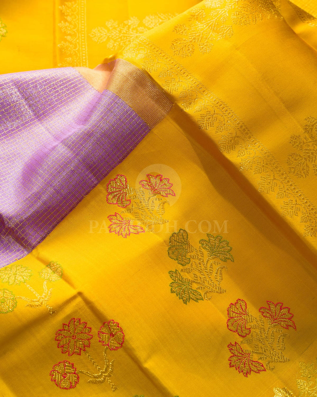 Lilac Silk Shimmer Meenakari Kanjivaram Silk Saree-S1840(A)