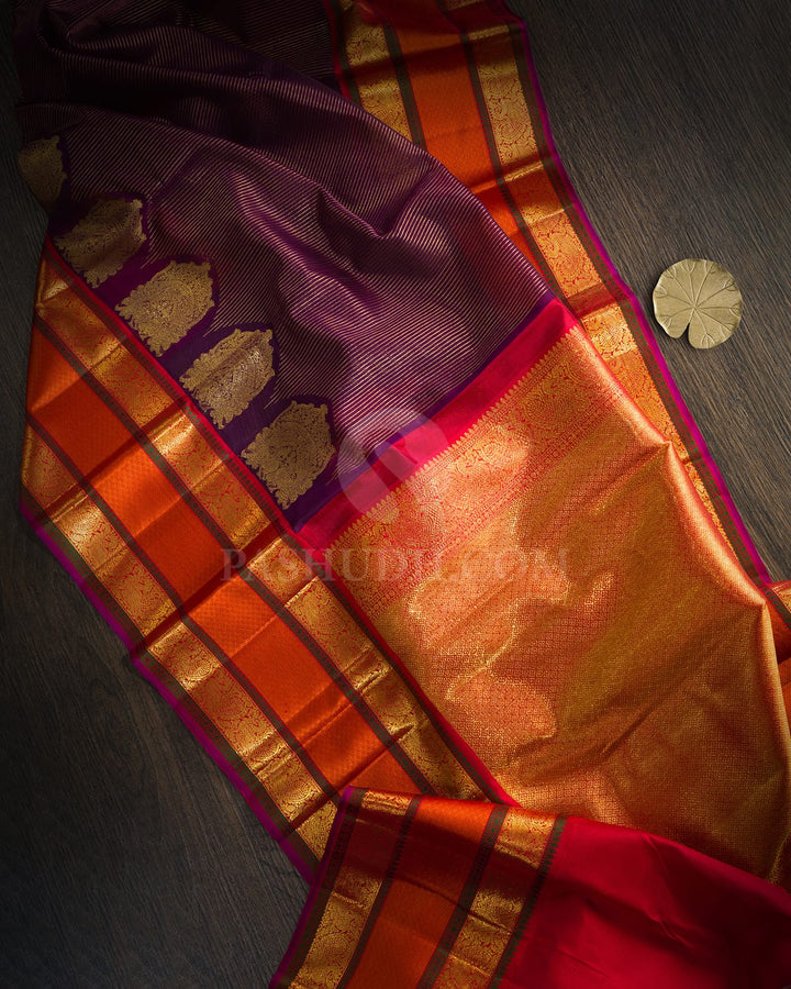 Deep Purple Organza Kanjivaram Silk Saree-S1257(B)