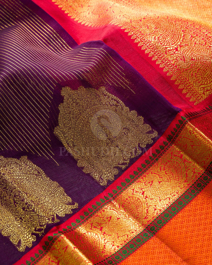 Deep Purple Organza Kanjivaram Silk Saree-S1257(B)