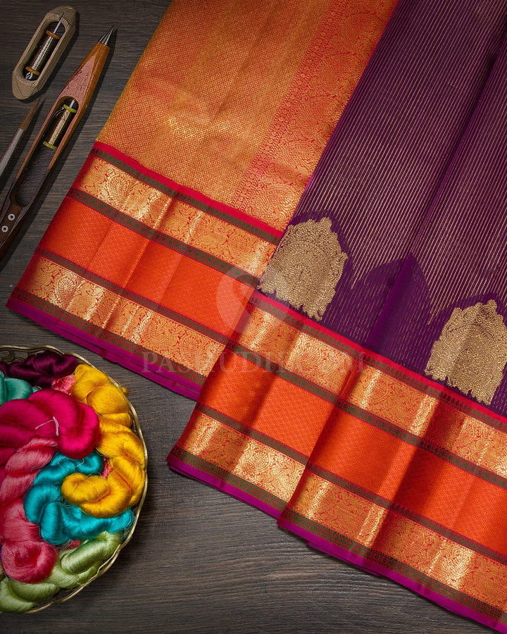 Deep Purple Organza Kanjivaram Silk Saree-S1257(B)