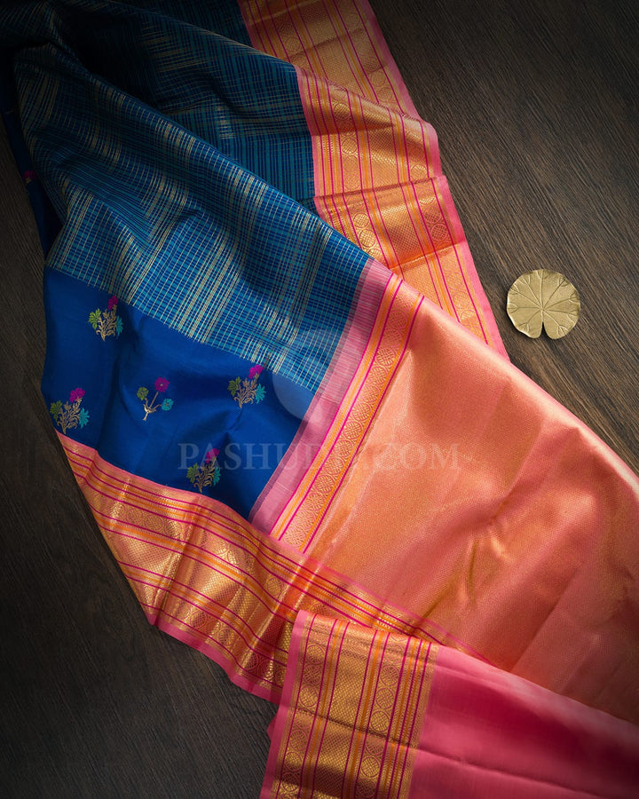 Peacock Blue Meenakari Kanjivaram Silk Saree-S1838(A)