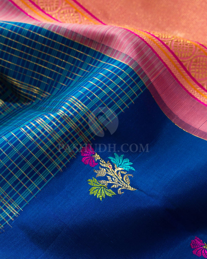 Peacock Blue Meenakari Kanjivaram Silk Saree-S1838(A)