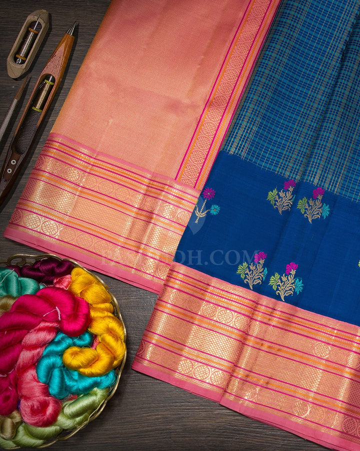 Peacock Blue Meenakari Kanjivaram Silk Saree-S1838(A)