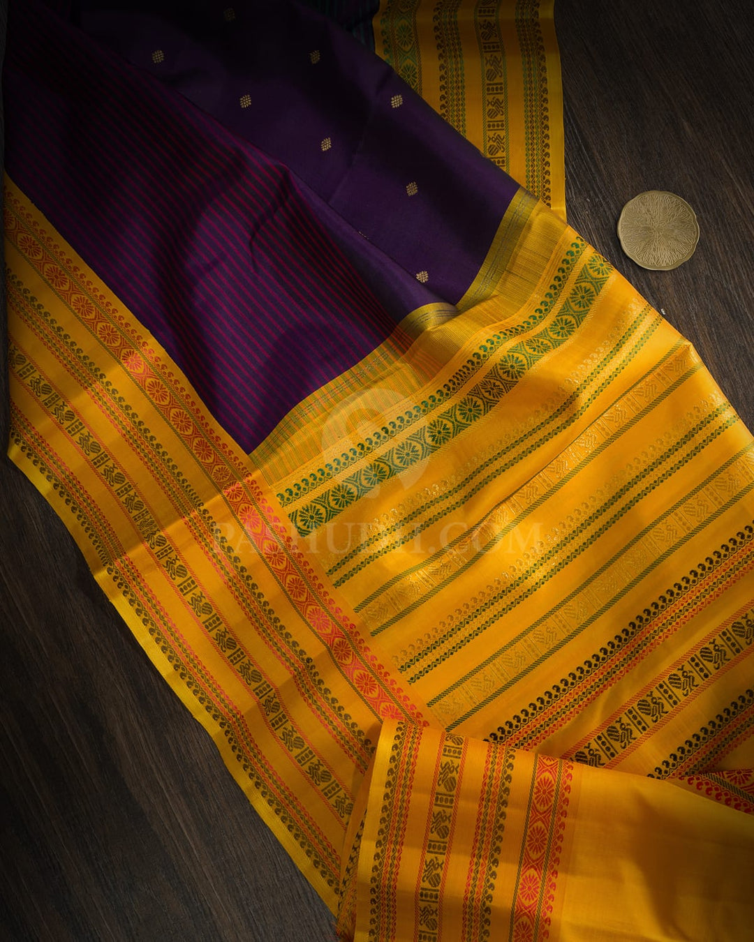 Dual Shaded Navy Blue Pure Zari Kanjivaram Silk Saree-P240(A)