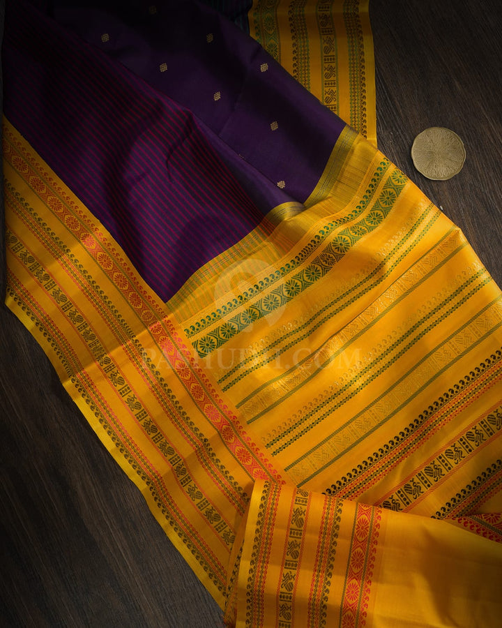 Dual Shaded Navy Blue Pure Zari Kanjivaram Silk Saree-P240(A)
