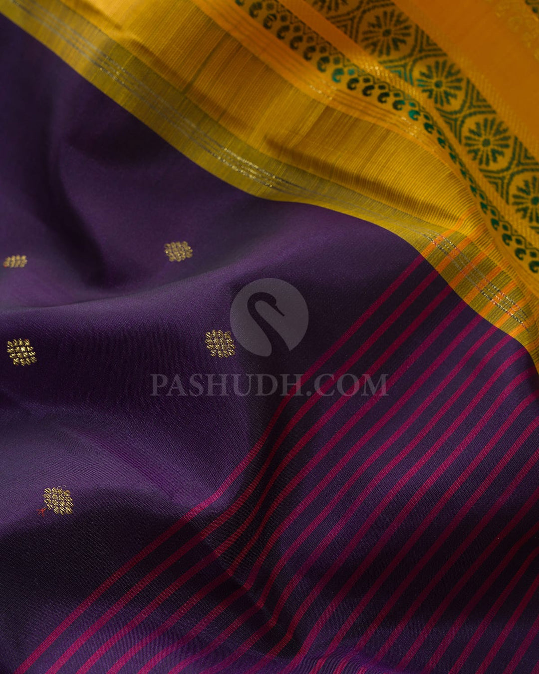 Dual Shaded Navy Blue Pure Zari Kanjivaram Silk Saree-P240(A)