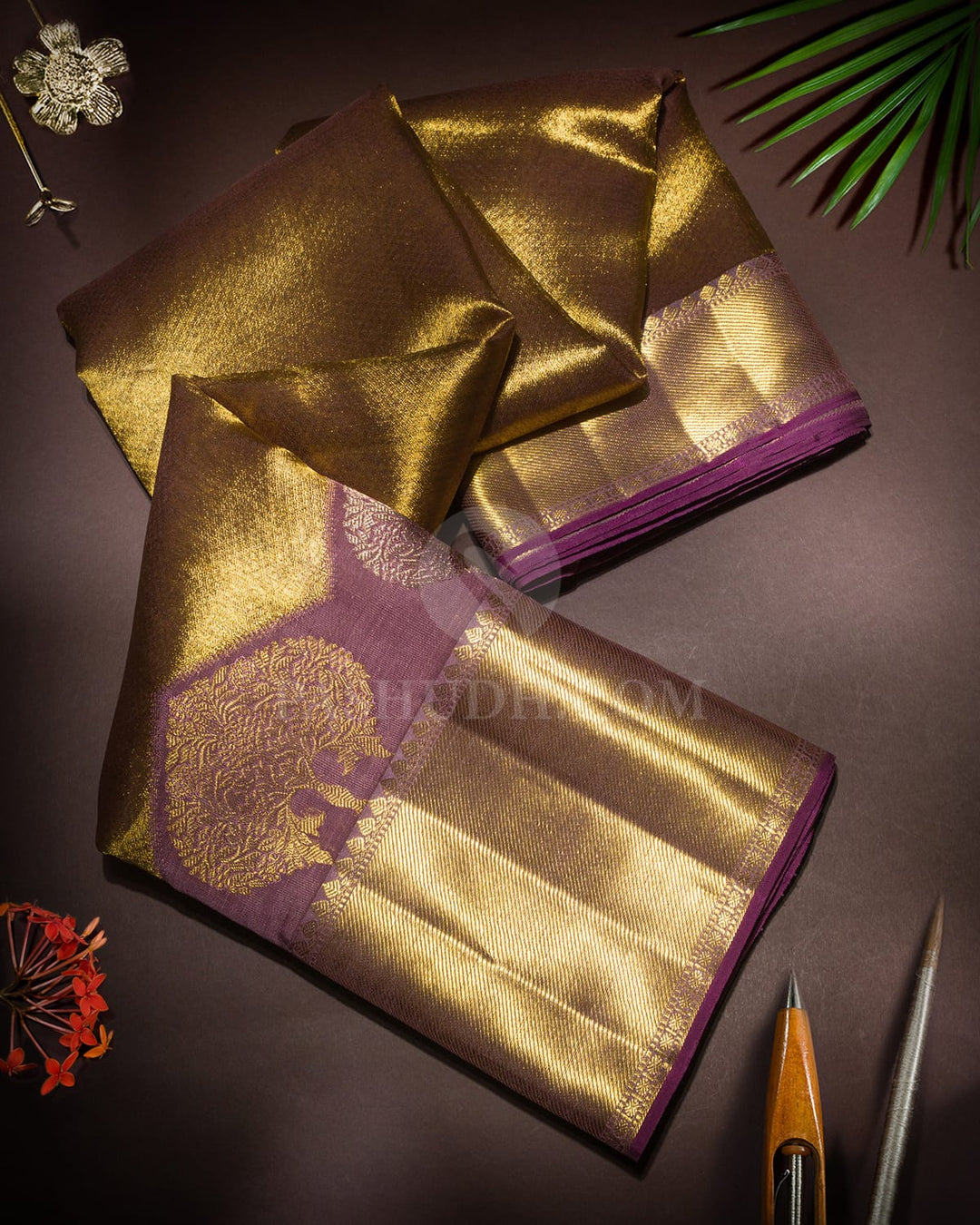 Mauve Organza Shimmer Kanjivaram Silk Saree-S1096(H)