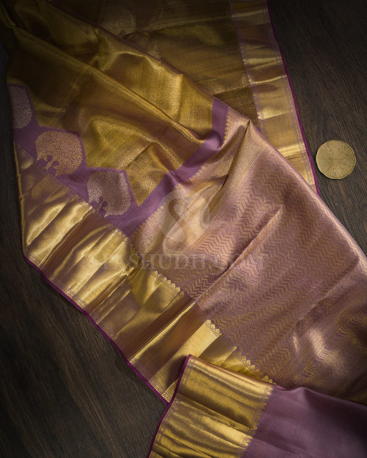 Mauve Organza Shimmer Kanjivaram Silk Saree-S1096(H)