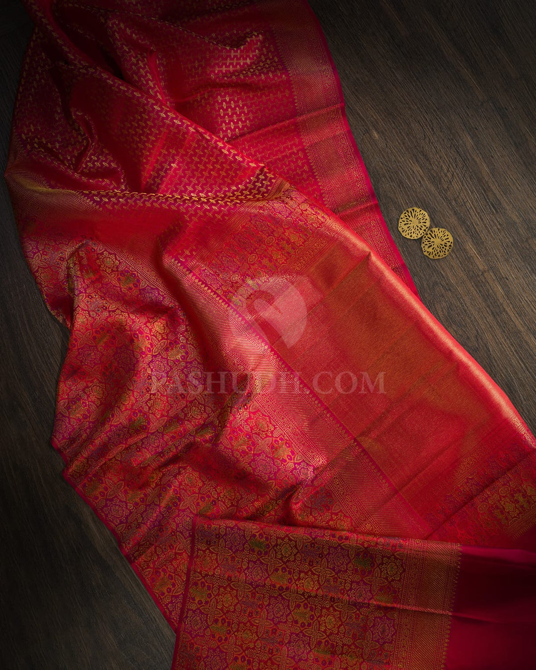 Dual Shaded Reddish Pink Meenakari Kanjivaram Silk Saree-S1191(L)