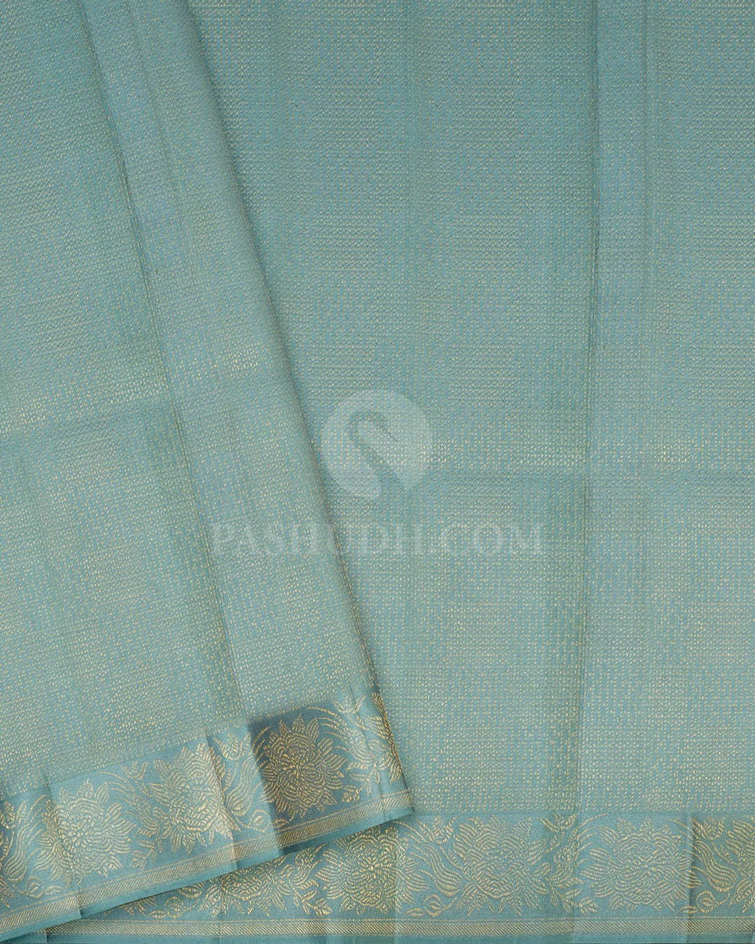 Teal Blue Borderless Kanjivaram Silk Saree-DJ479(A)