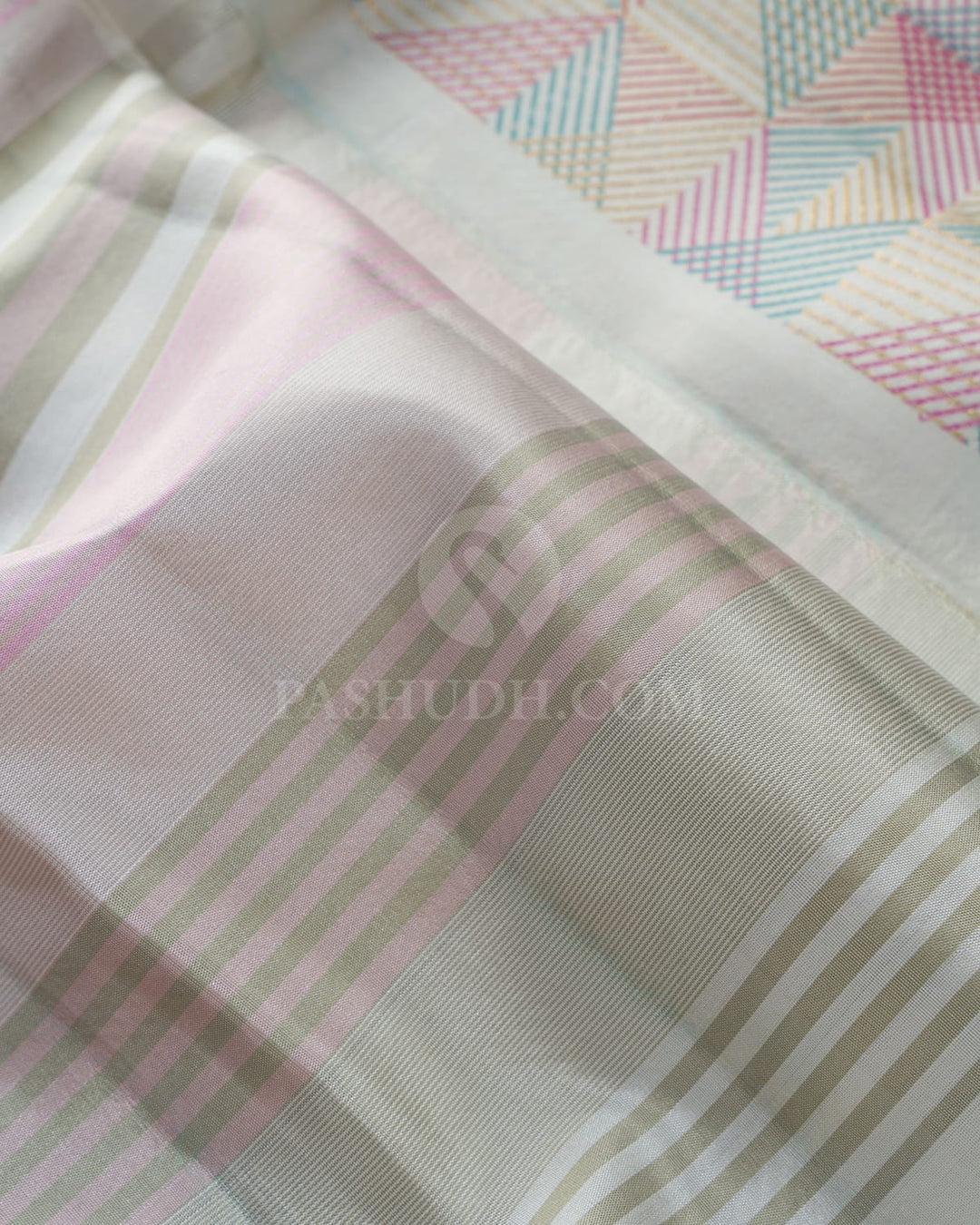 Half White Multicolor Kanjivaram Silk Saree-DJ473(A)