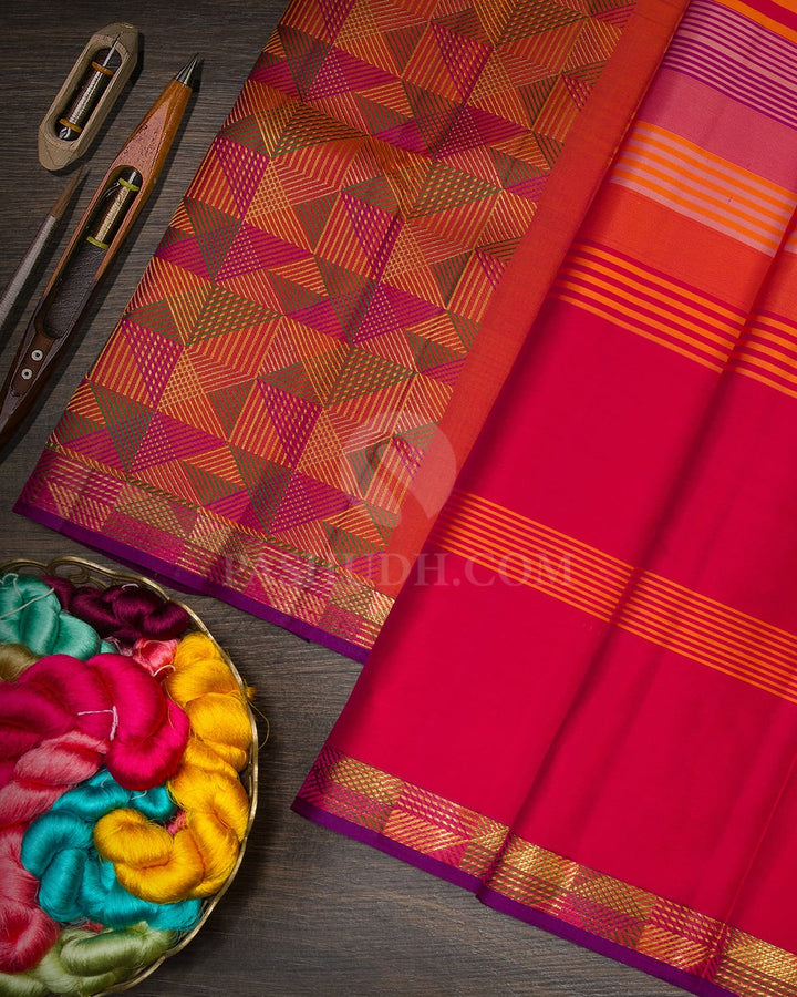Shades of Red Kanjivaram Silk Saree-DJ473(B)