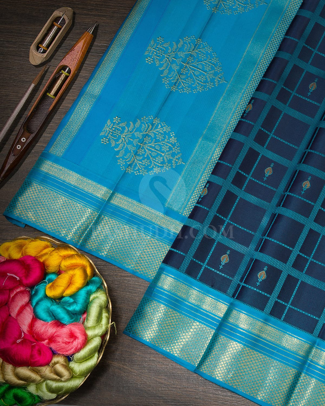 Navy Blue Kanjivaram Silk Saree-D711(C)