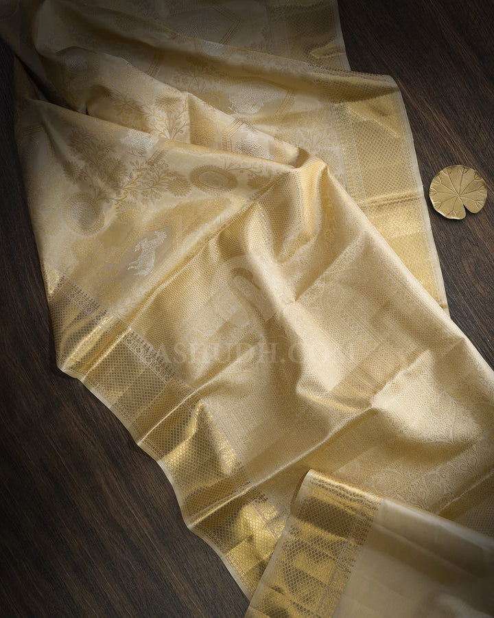 Tussar Pure Zari Kanjivaram Silk Saree-P235(A)