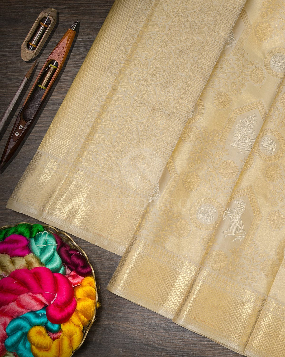 Tussar Pure Zari Kanjivaram Silk Saree-P235(A)