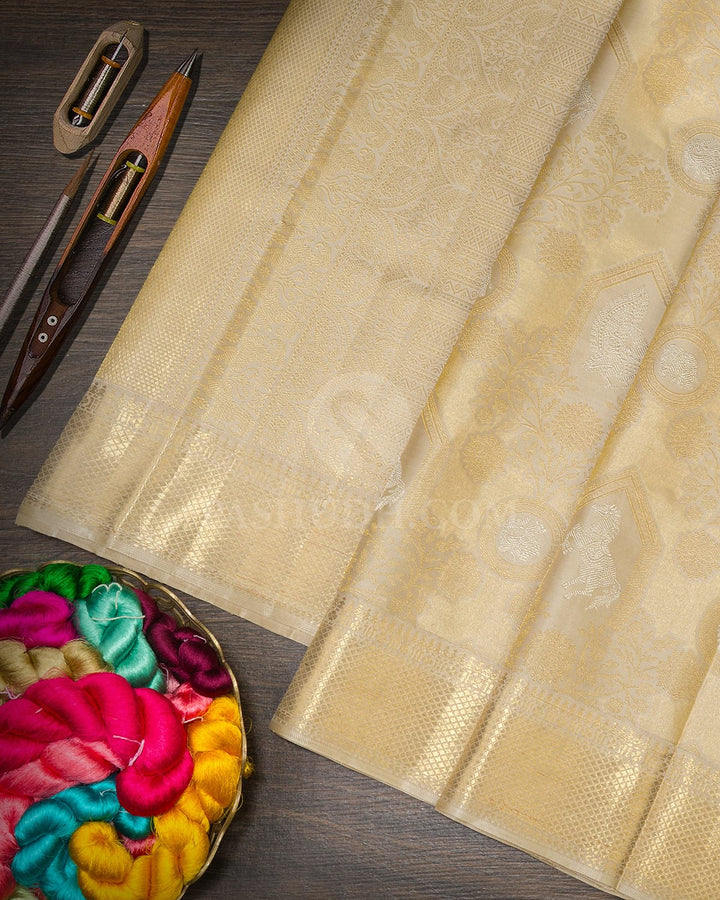 Tussar Pure Zari Kanjivaram Silk Saree-P235(A)