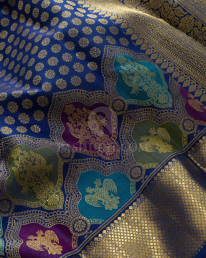 Midnight Blue Pure Zari Kanjivaram Silk Saree-P236(B)