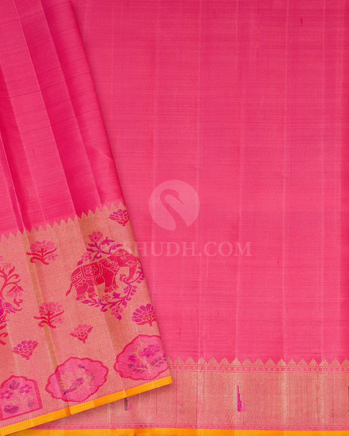 Bright Red Meenakari Pure Zari Kanjivaram Silk Saree-P238(A)
