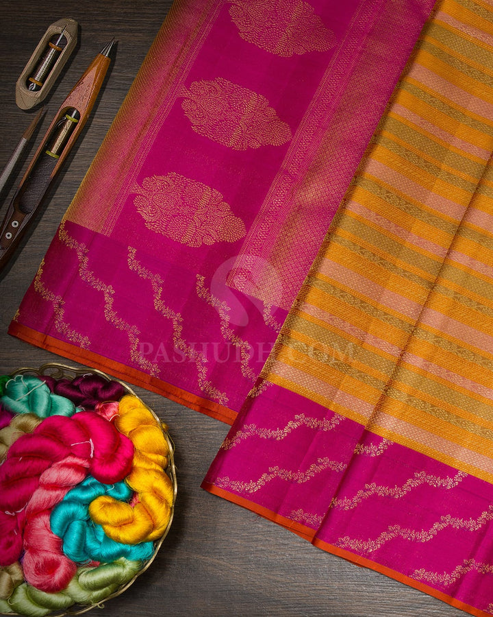Shades of Yellow Kanjivaram Silk Saree-DJ470(A)