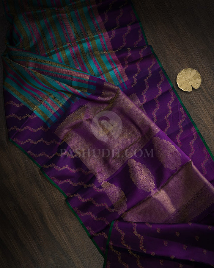 Anandha Blue With Purple Kanjivaram Silk Saree-DJ470(B)