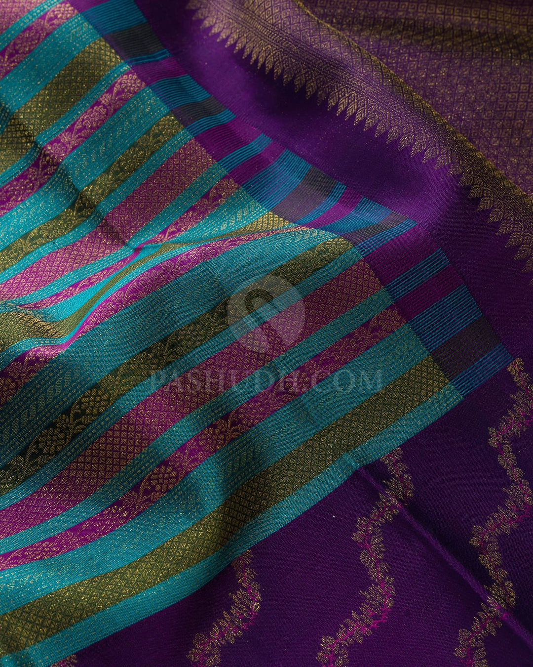 Anandha Blue With Purple Kanjivaram Silk Saree-DJ470(B)
