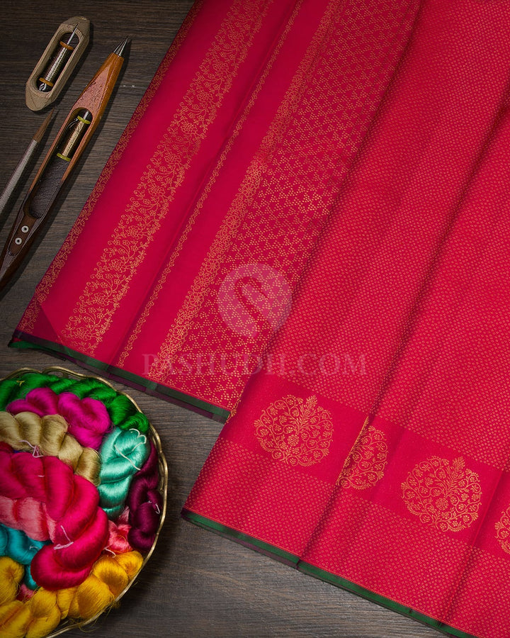 Cherry Red Kanjivaram Silk Saree-DJ478(A)