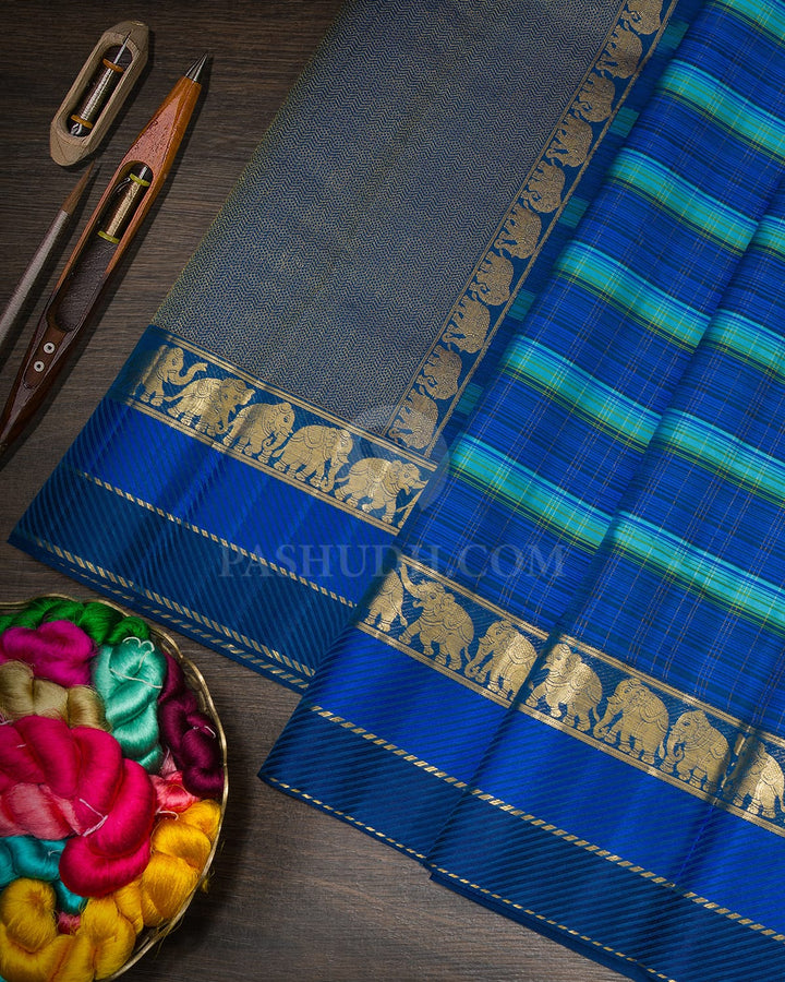 Shades Of Blue Kanjivaram Silk Saree-D712(A)