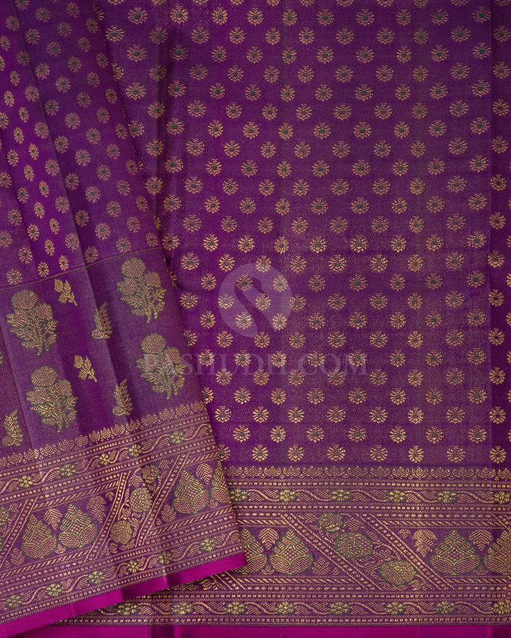 Rust Orange Kanjivaram Silk Saree-DJ463(B)