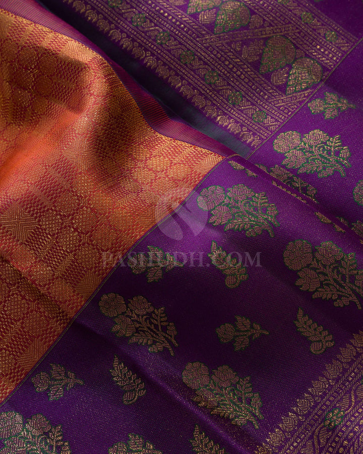 Rust Orange Kanjivaram Silk Saree-DJ463(B)