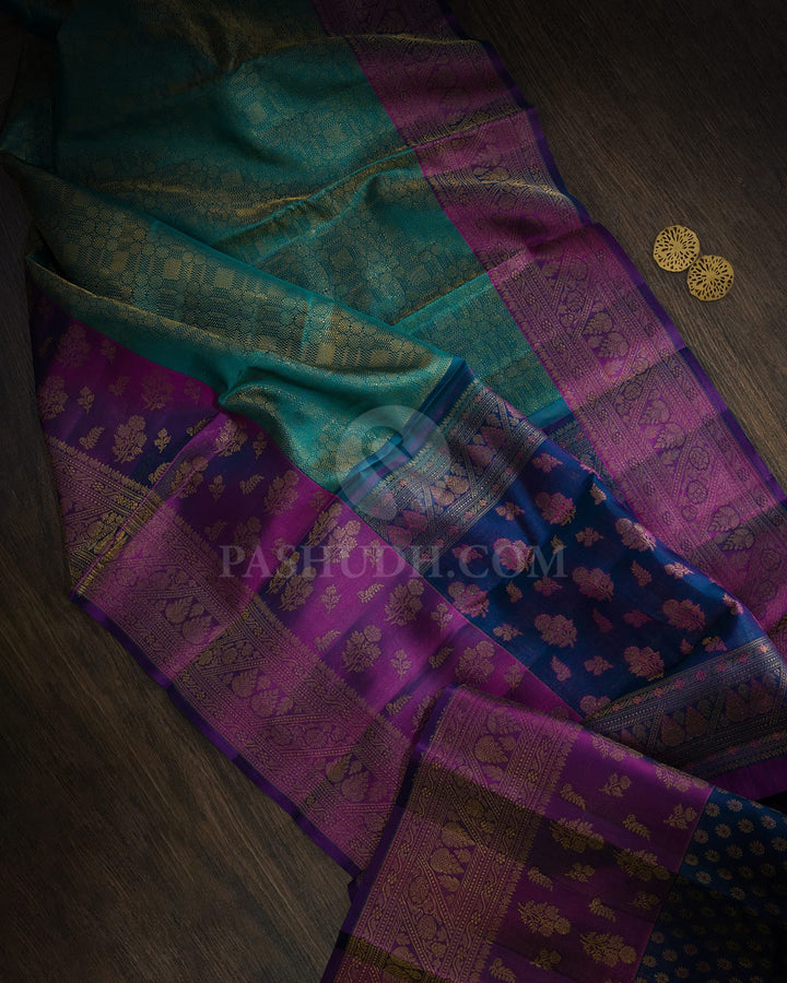 Peacock Green Kanjivaram Silk Saree-DJ463(C)