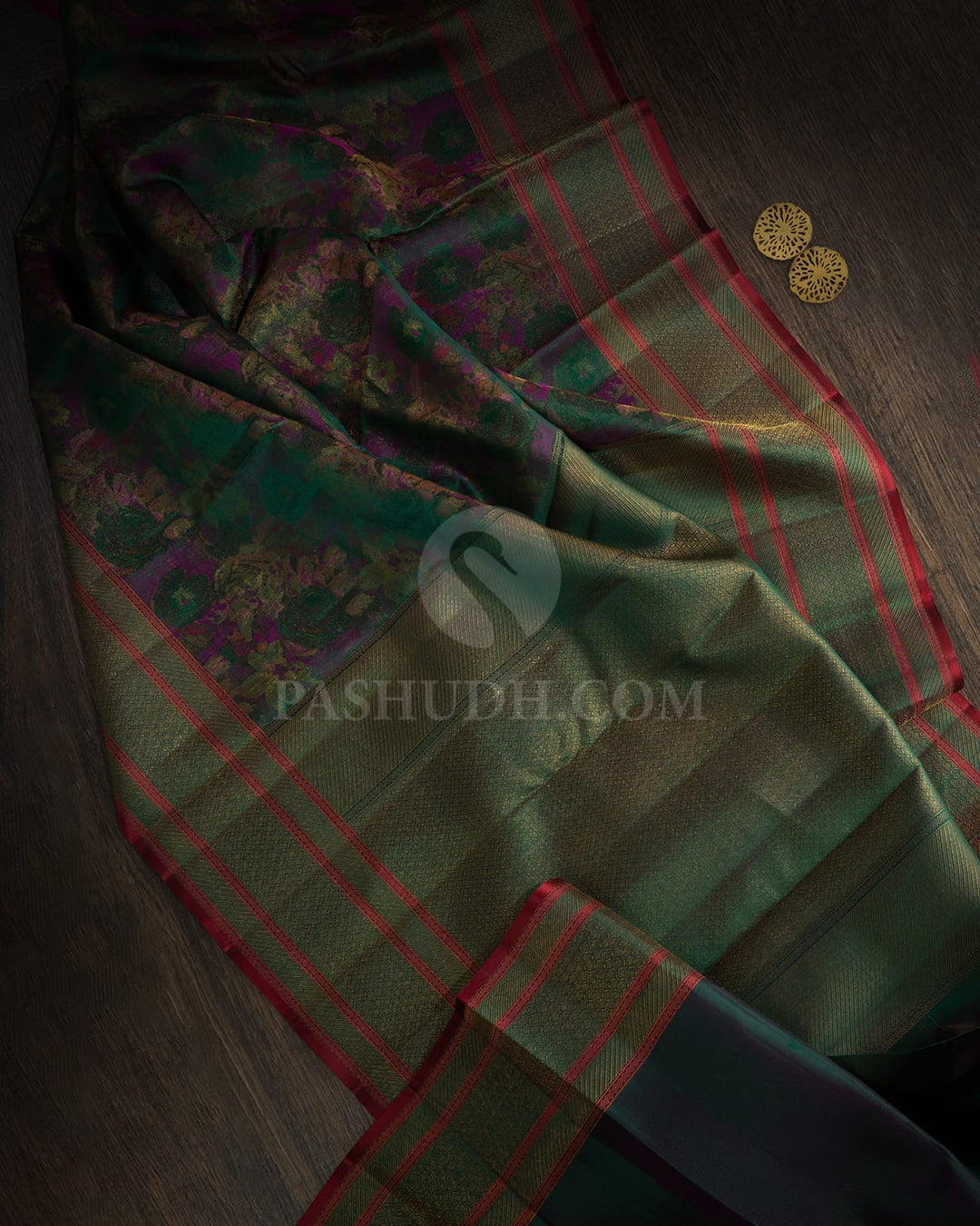Bottle Green Kanjivaram Silk Saree-DJ405(F)