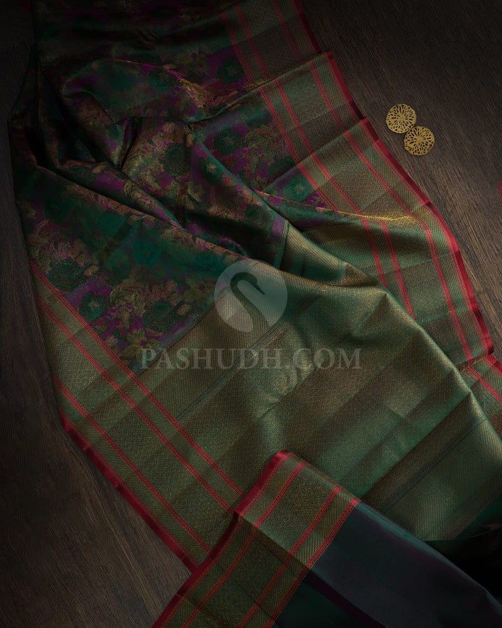 Bottle Green Kanjivaram Silk Saree-DJ405(F)