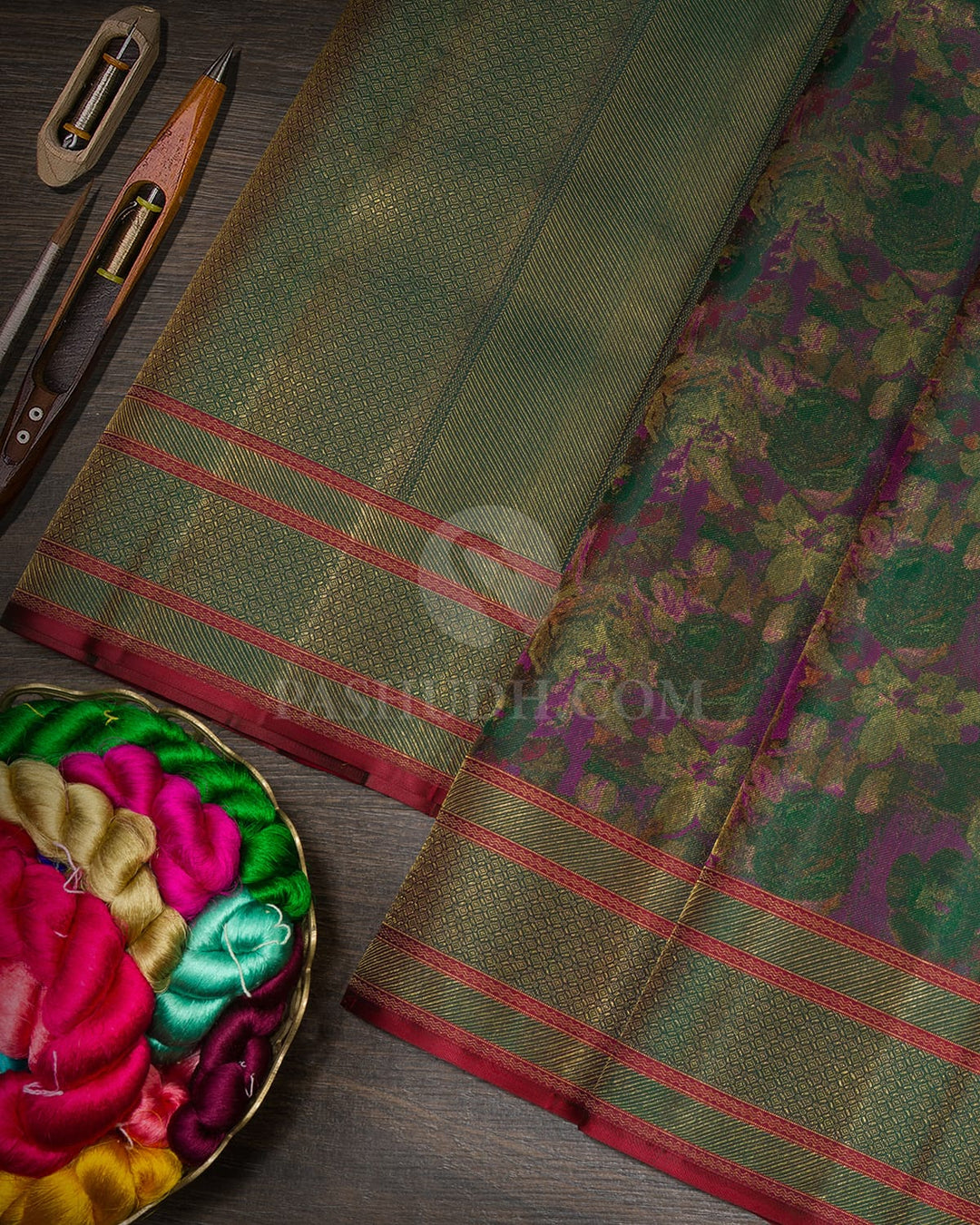 Bottle Green Kanjivaram Silk Saree-DJ405(F)