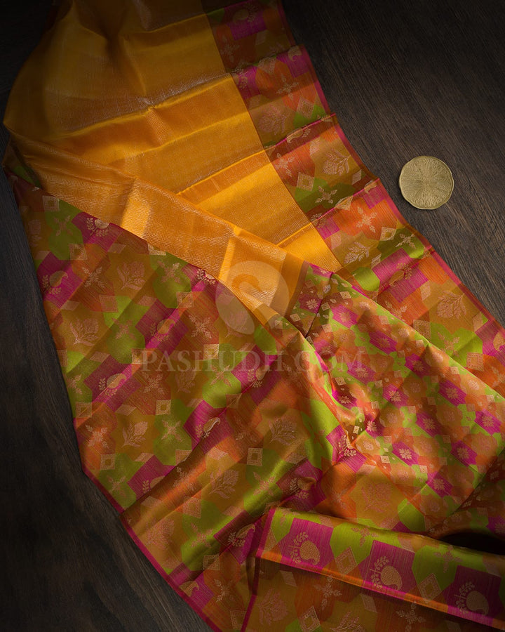 Mango Yellow Kanjivaram Silk Saree-DJ424(K)