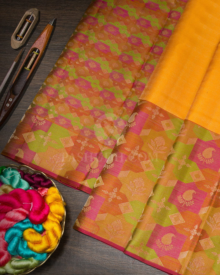 Mango Yellow Kanjivaram Silk Saree-DJ424(K)