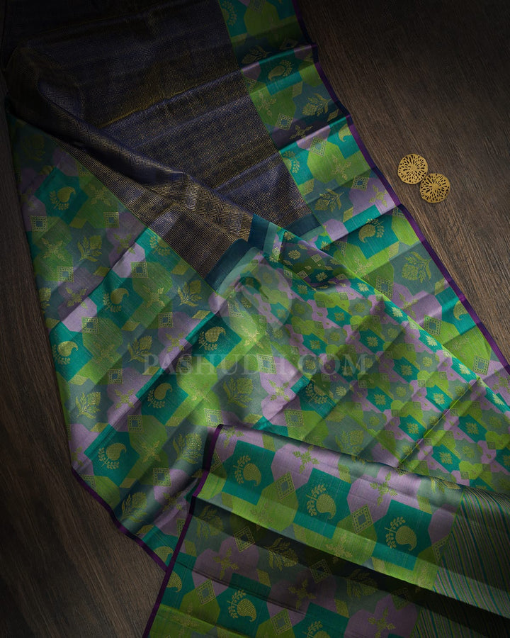 Navy Blue Kanjivaram Silk Saree-DJ424(L)