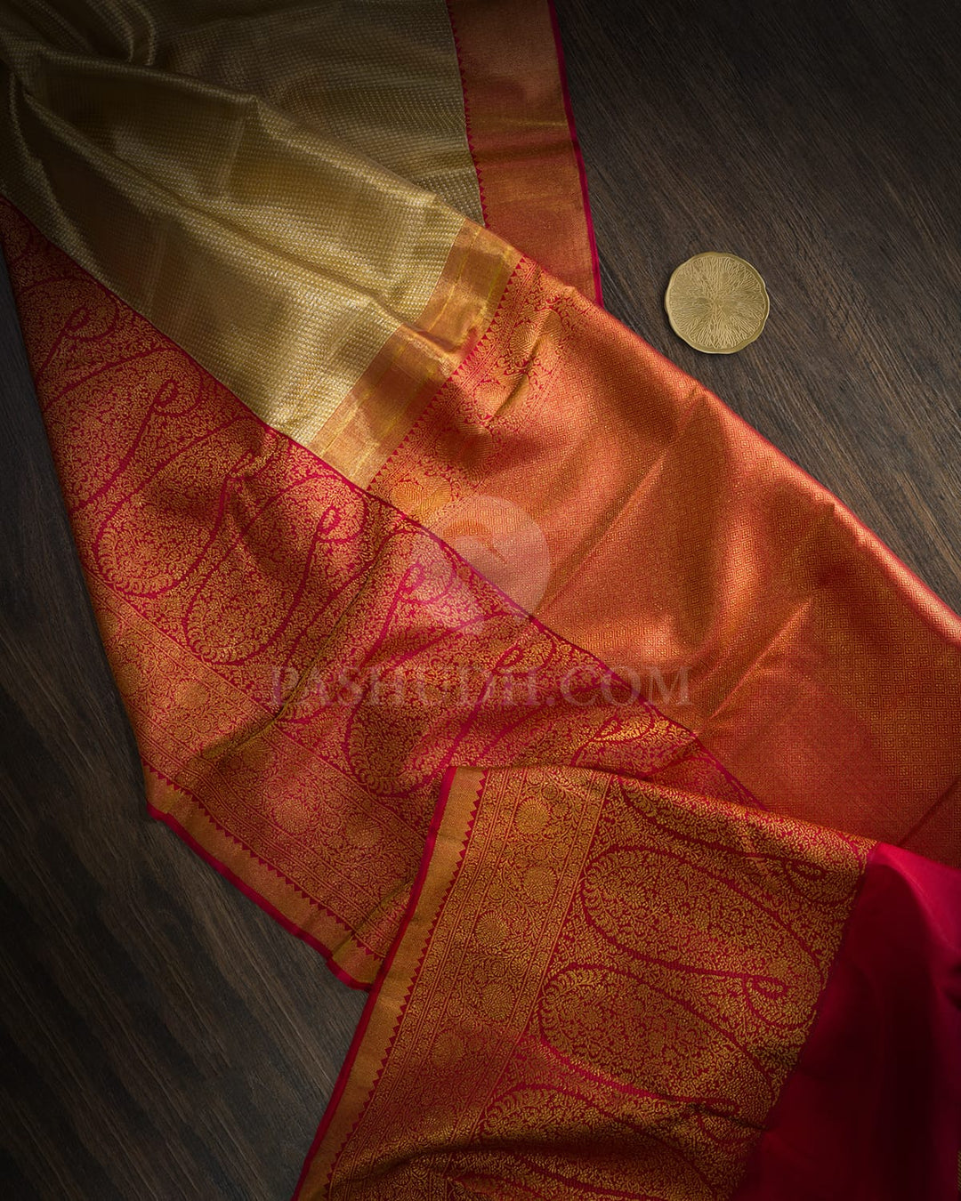 Gold And Silver Organza Shimmer Kanjivaram Silk Saree-S1287(G)