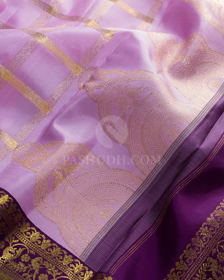 Lavender Beldhari Checks Kanjivaram Silk Saree-S1794(C)