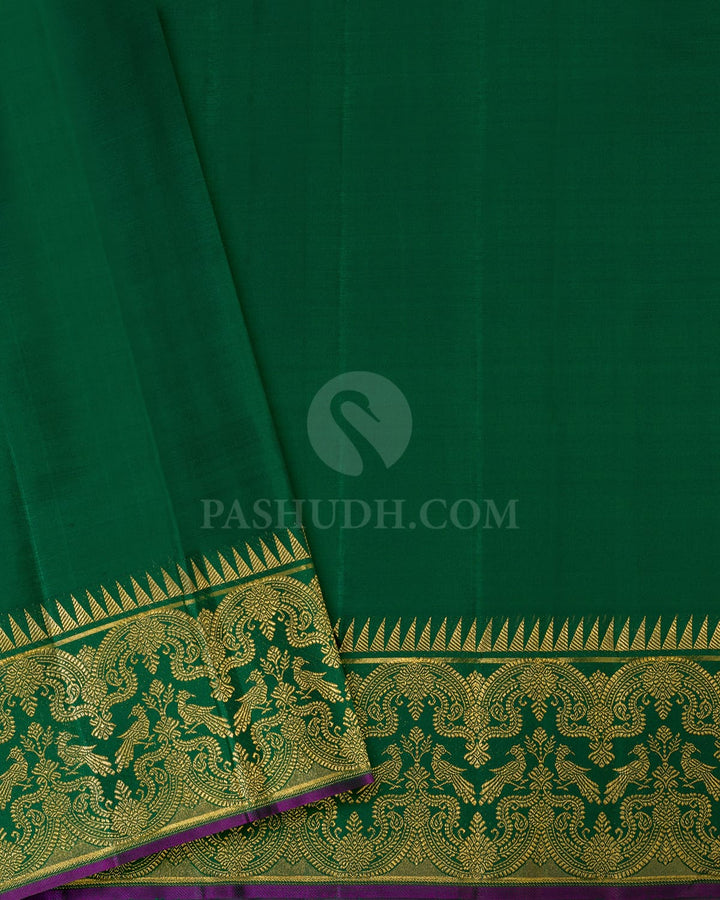 Yellow With Parrot Green Multicolored Kanjivaram Silk Saree-S1680(D)