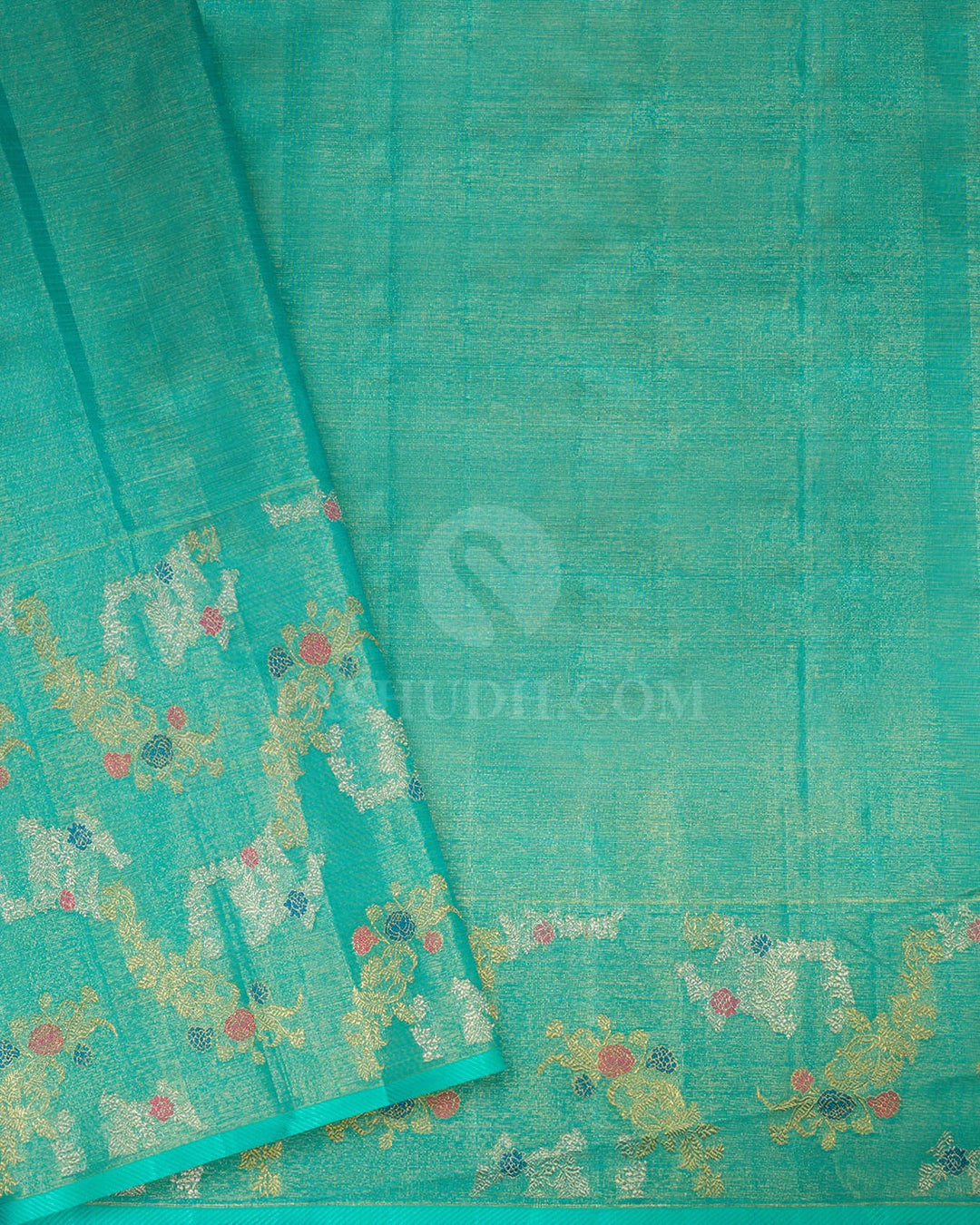 Sapphire Green Silk Tissue Meenakari Kanjivaram Silk Saree-S1795(B)