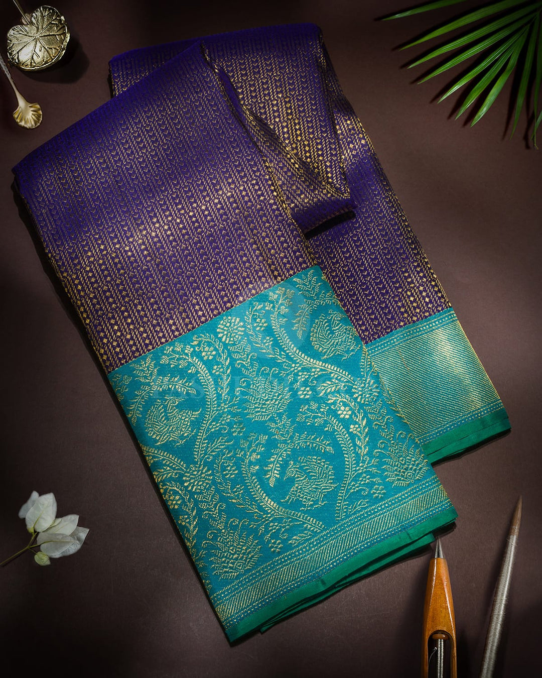 Ink Blue Kanjivaram Silk Saree-S1779(B)