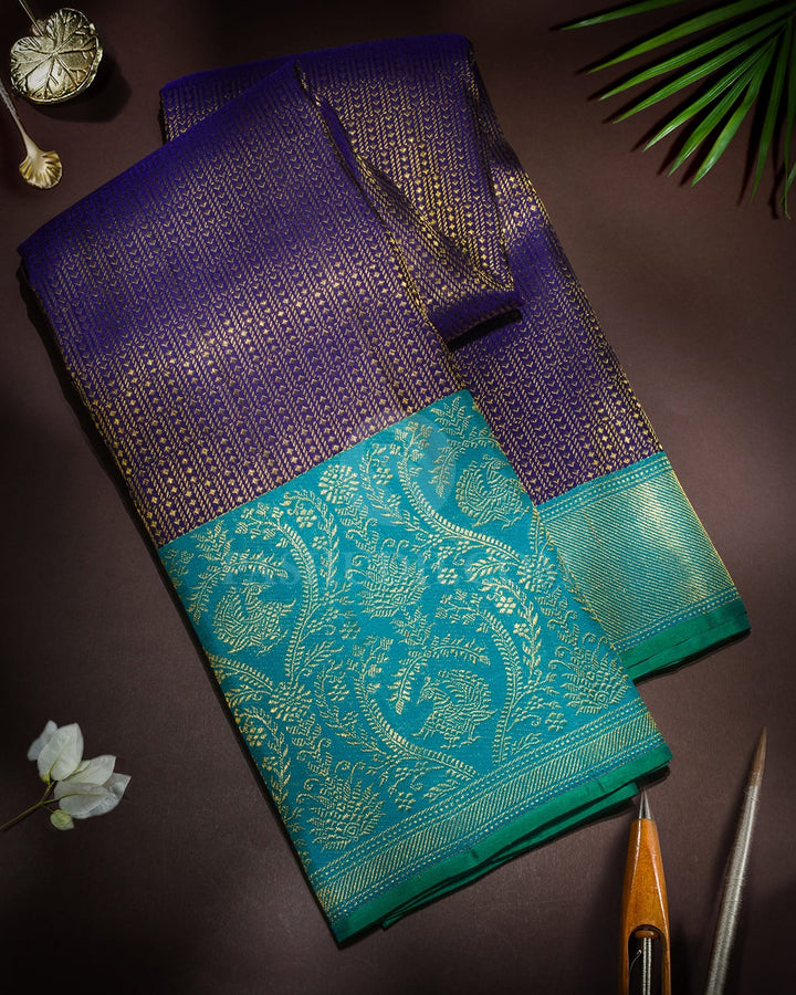 Ink Blue Kanjivaram Silk Saree-S1779(B)